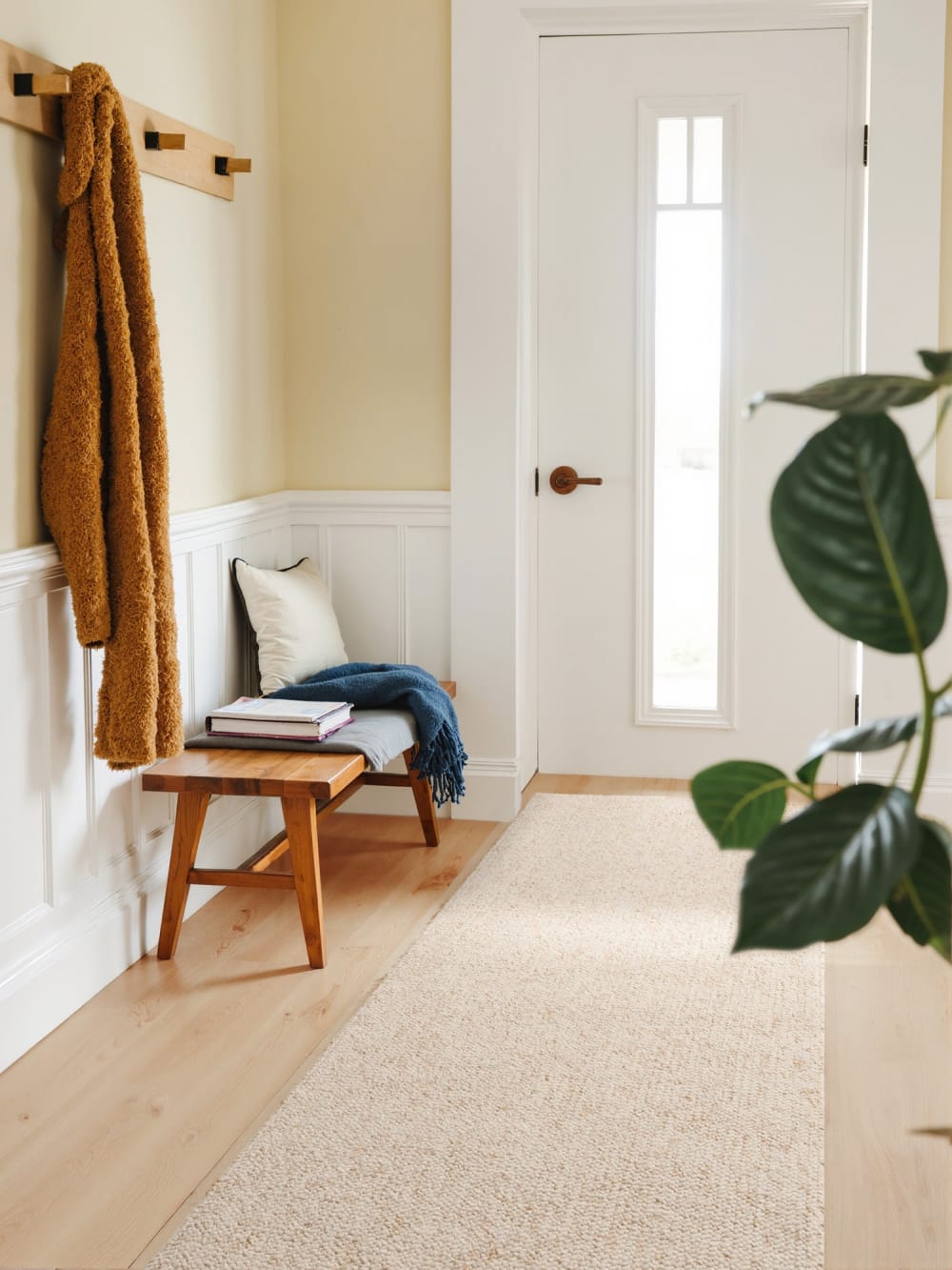 Tapis bouclé aspect laine crème 160x230cm — vue 4