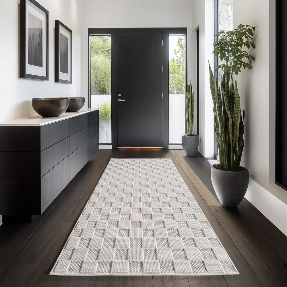 Tapis bouclés à relief damier crème 120x170cm — vue 4