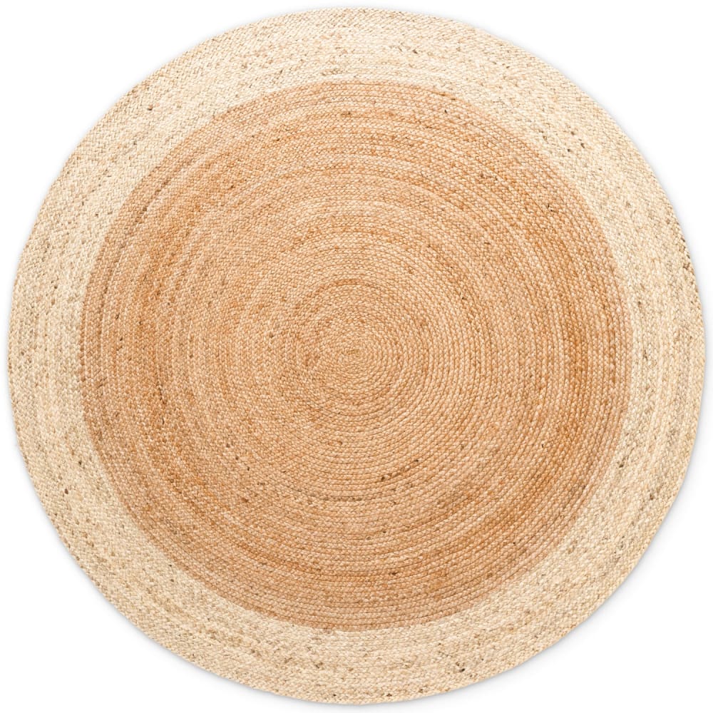 Tapis Jute Fait Main Bicolore Beige et Crème 160cm