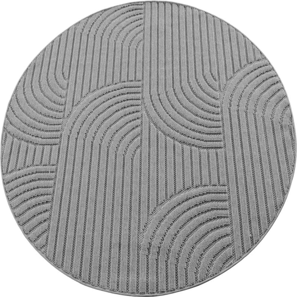 Tapis Rond bouclés à relief ARCH Gris 120x120cm