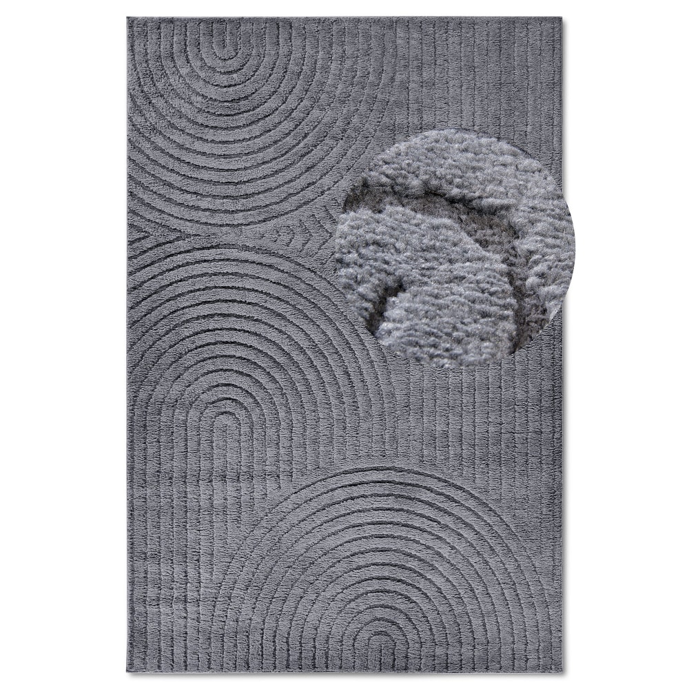 Tapis dept à relief gris anthracite - elle décoration 80x120cm