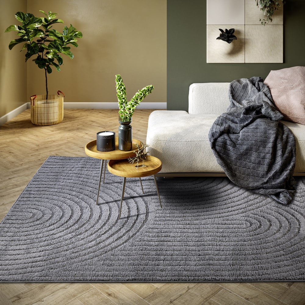 Tapis dept à relief gris anthracite - elle décoration 80x120cm — vue 3