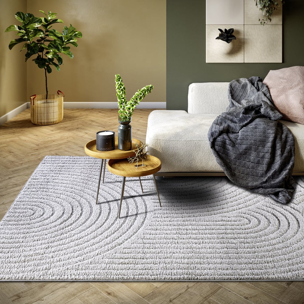 Tapis dept à relief gris clair - elle décoration 120x170cm — vue 3