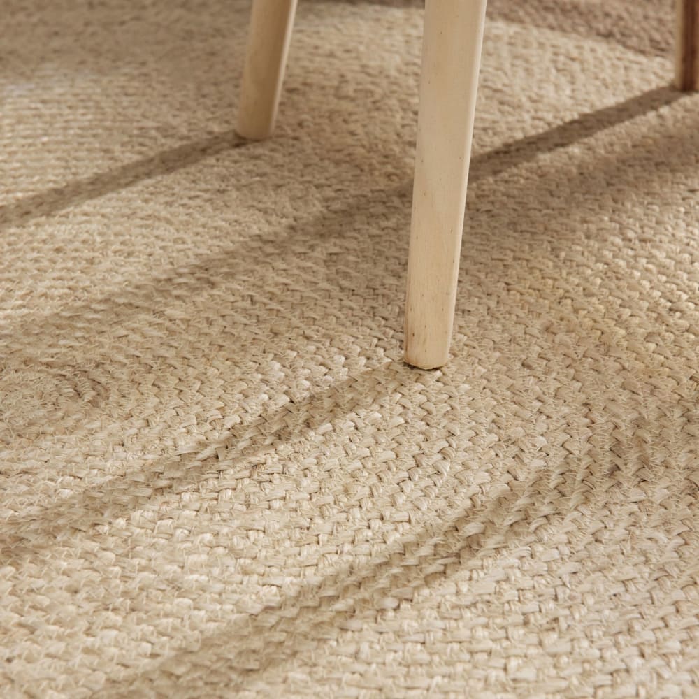 Tapis jute fait main bicolore ivoire et mocca 200cm — vue 4