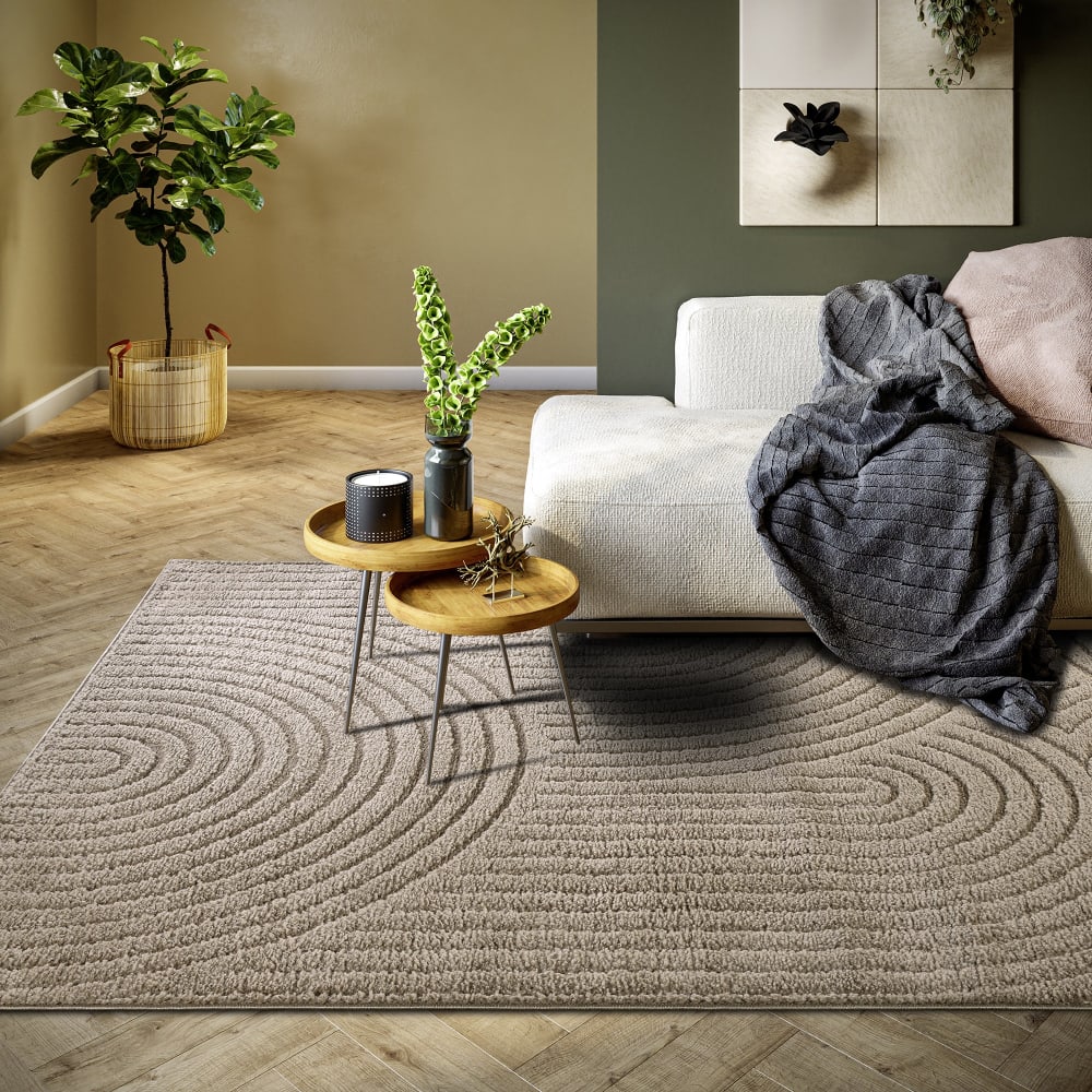 Tapis dept à relief beige - elle décoration 200x280cm — vue 3