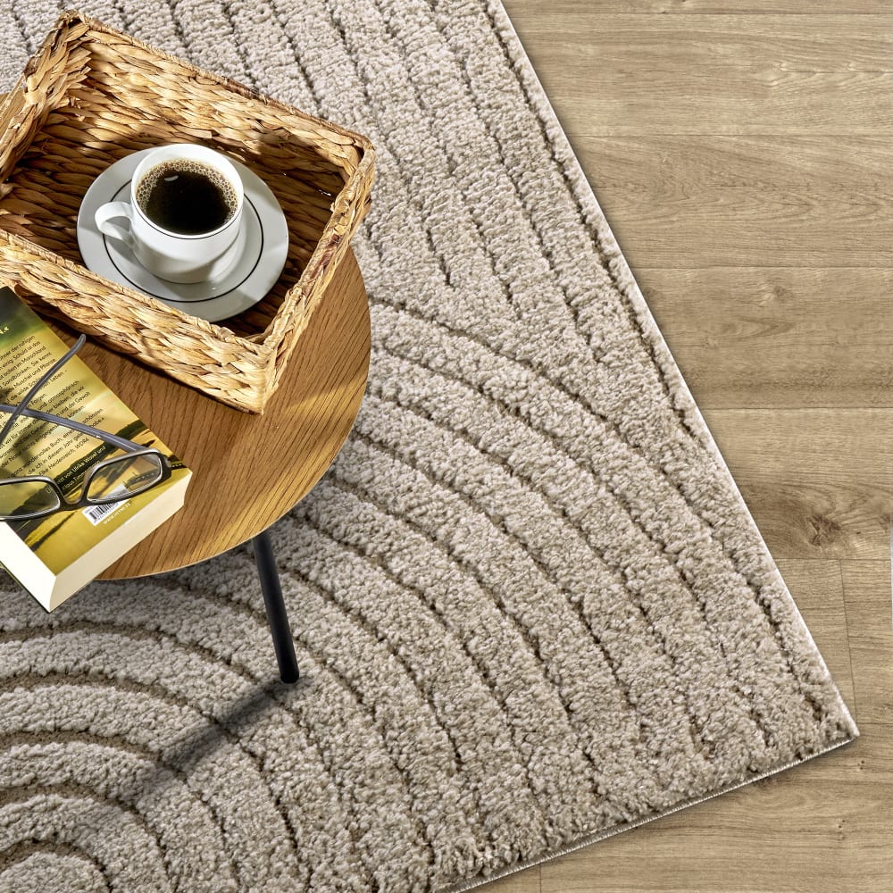 Tapis dept à relief beige - elle décoration 200x280cm — vue 4