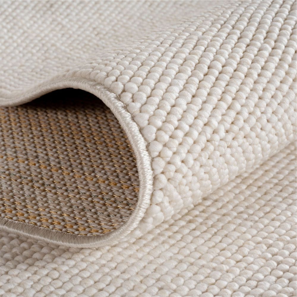 Tapis rond bouclés à relief uni crème 120x120cm — vue 4