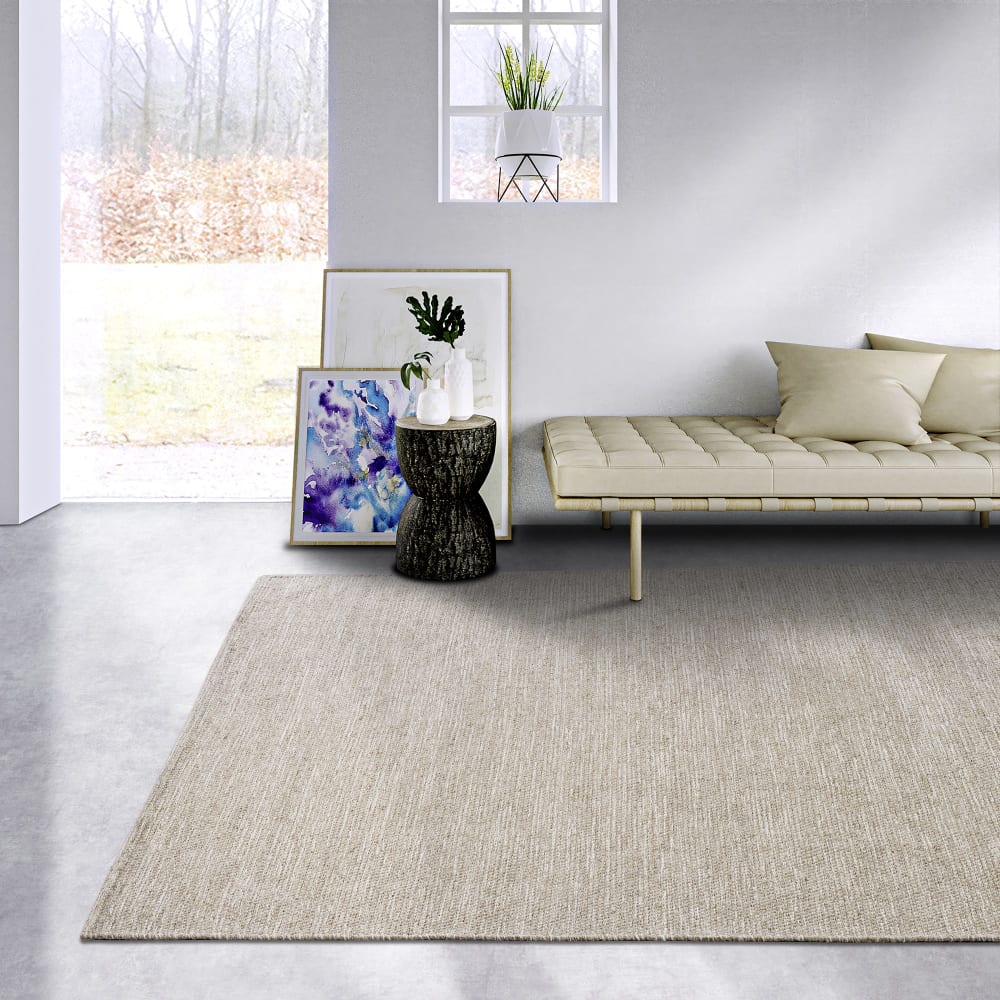 Tapis uni en laine lin naturel - elle decoration 190x280cm — vue 3