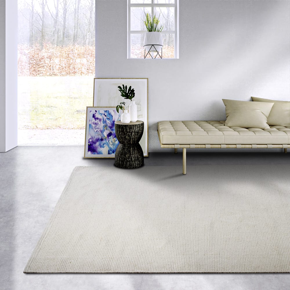 Tapis uni en laine blanc naturel - elle decoration 120x170cm — vue 3