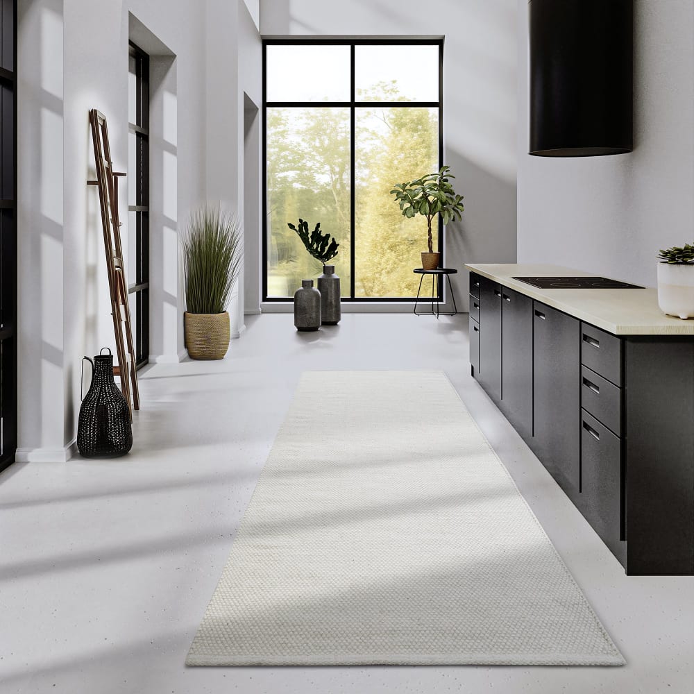 Tapis uni en laine blanc naturel - elle decoration 120x170cm — vue 4