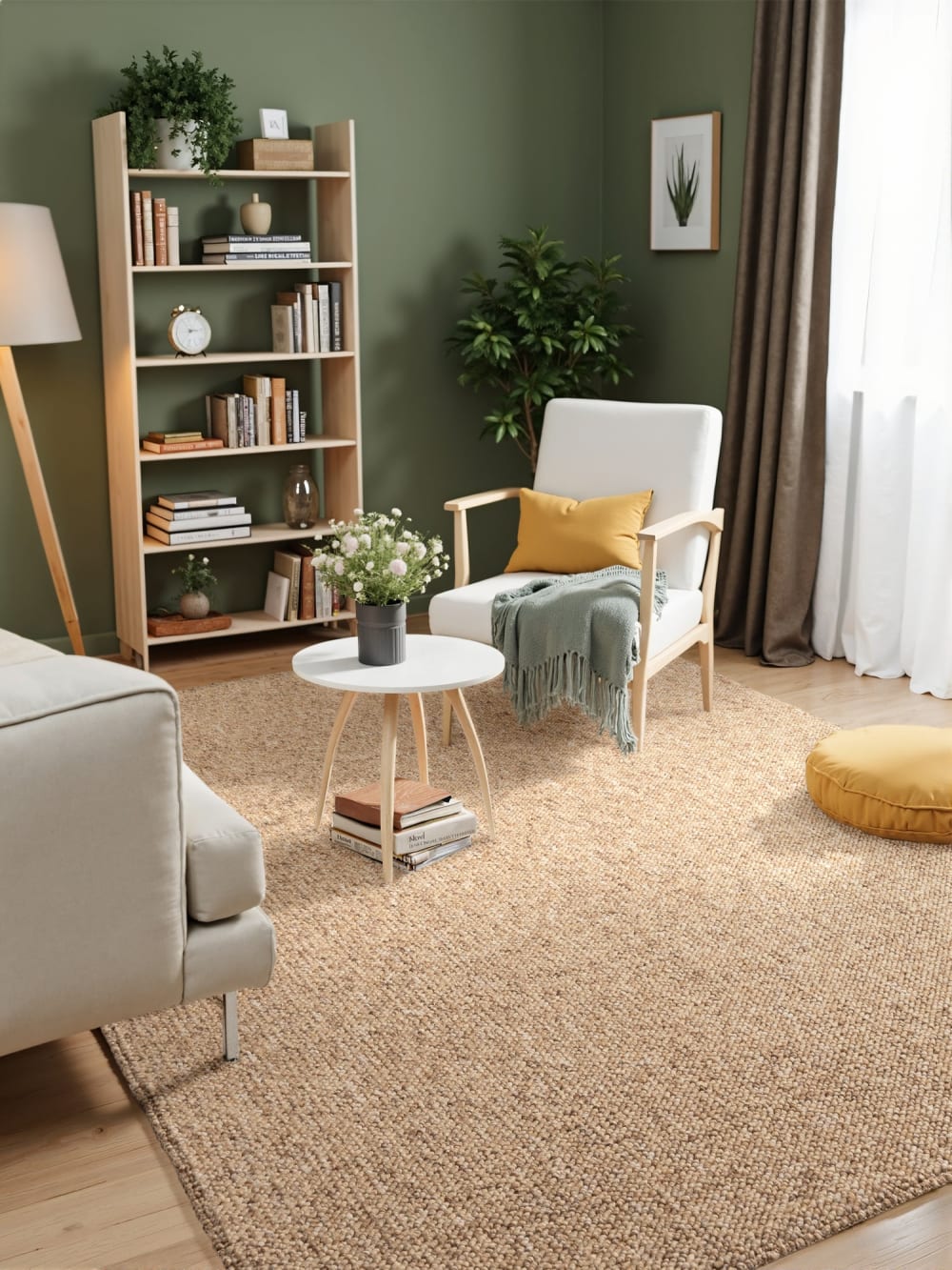 Tapis bouclé aspect laine caramel 120x170cm — vue 3