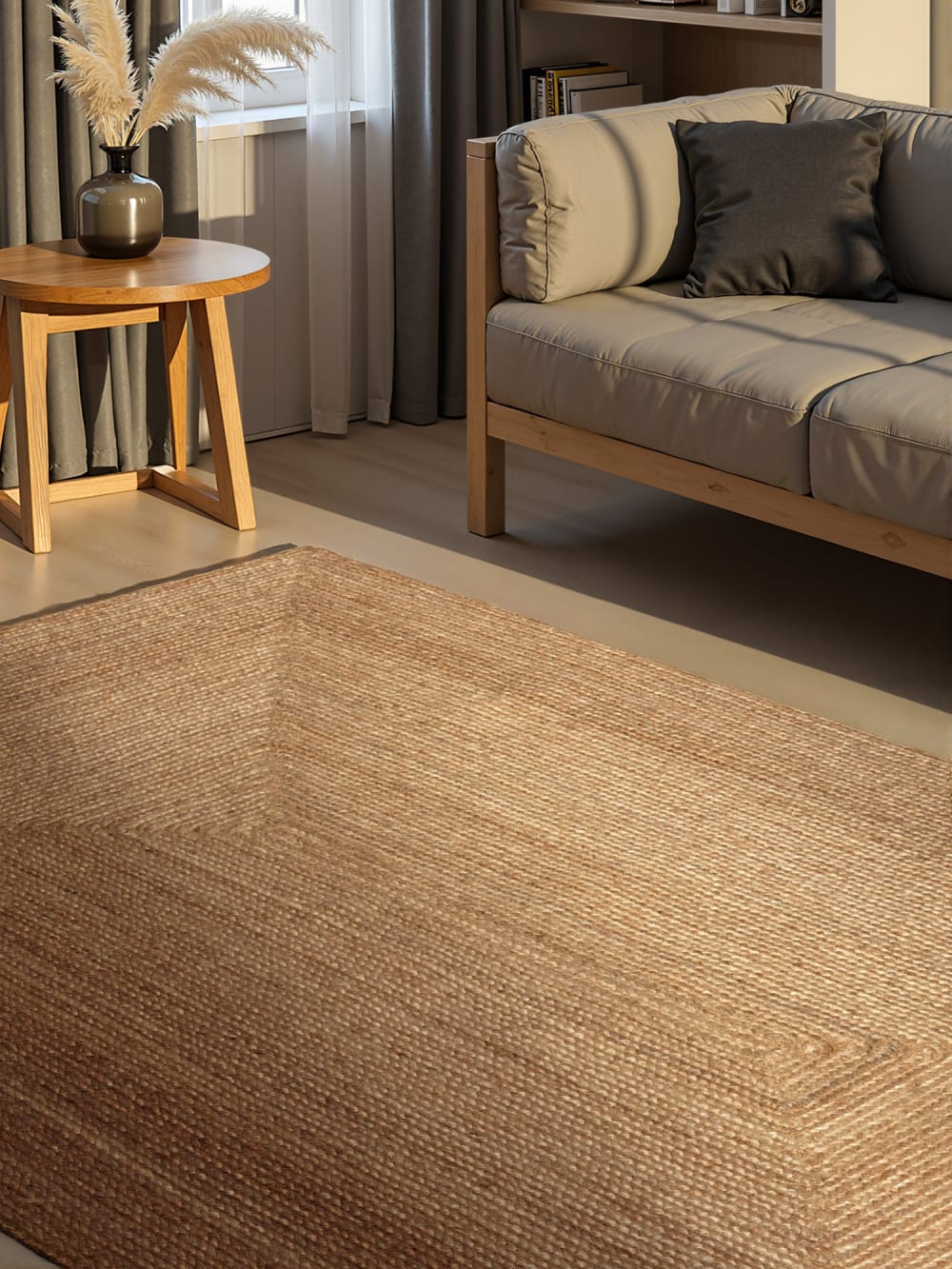 Tapis en jute fait main brun naturel 80x200cm — vue 3