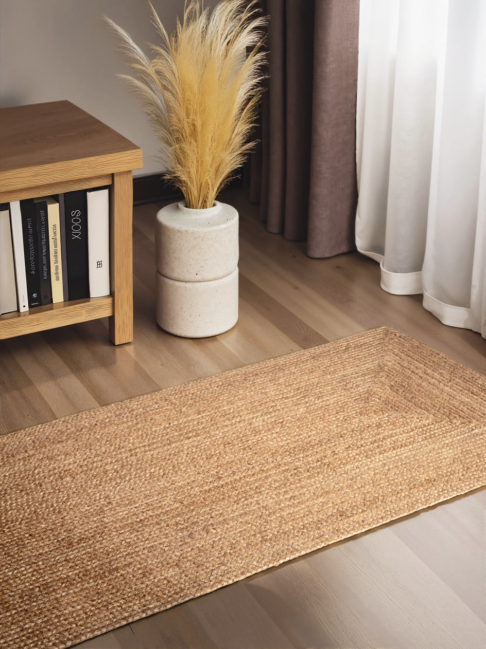 Tapis en jute fait main brun naturel 80x200cm — vue 4