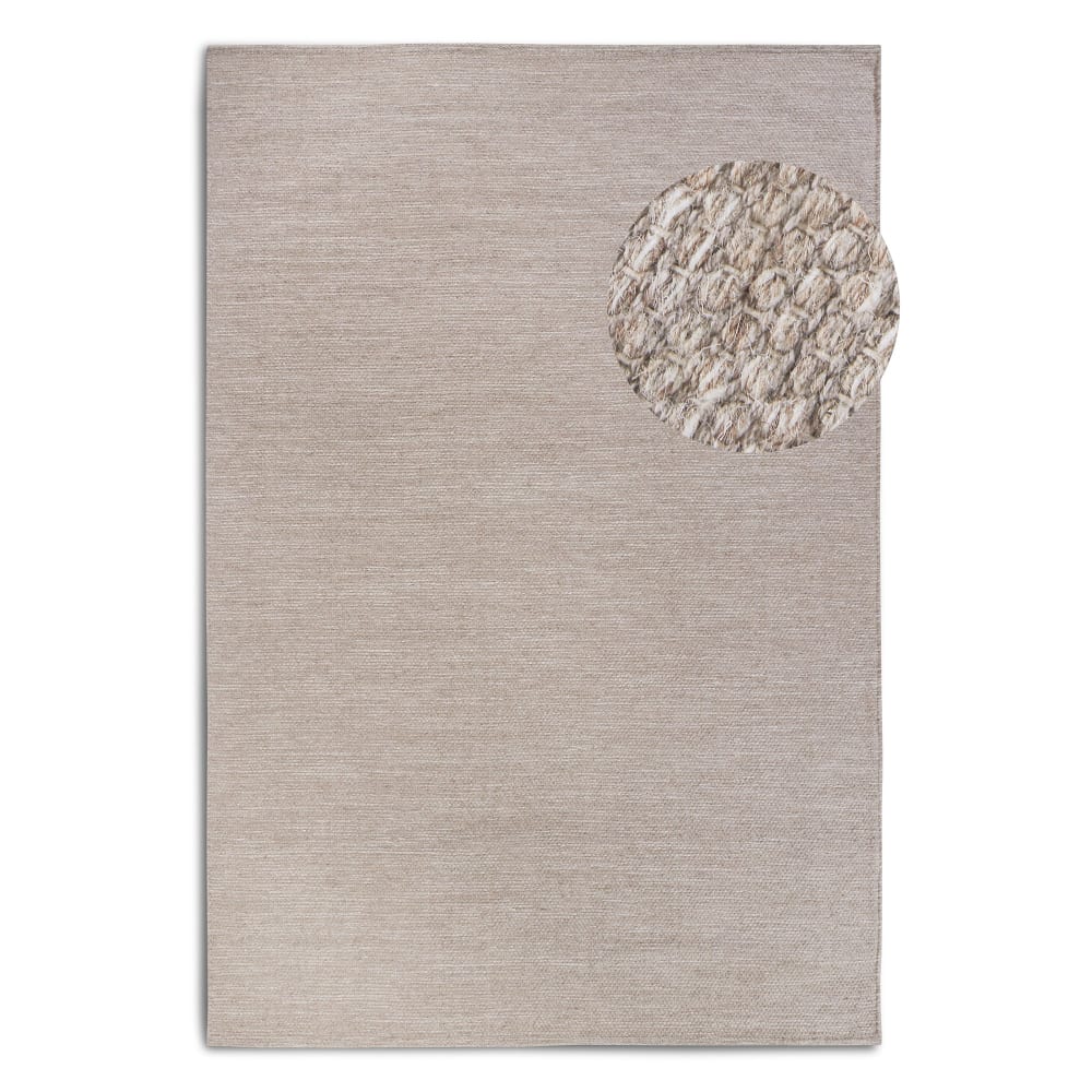 Tapis uni en laine lin naturel - elle decoration 60x90cm