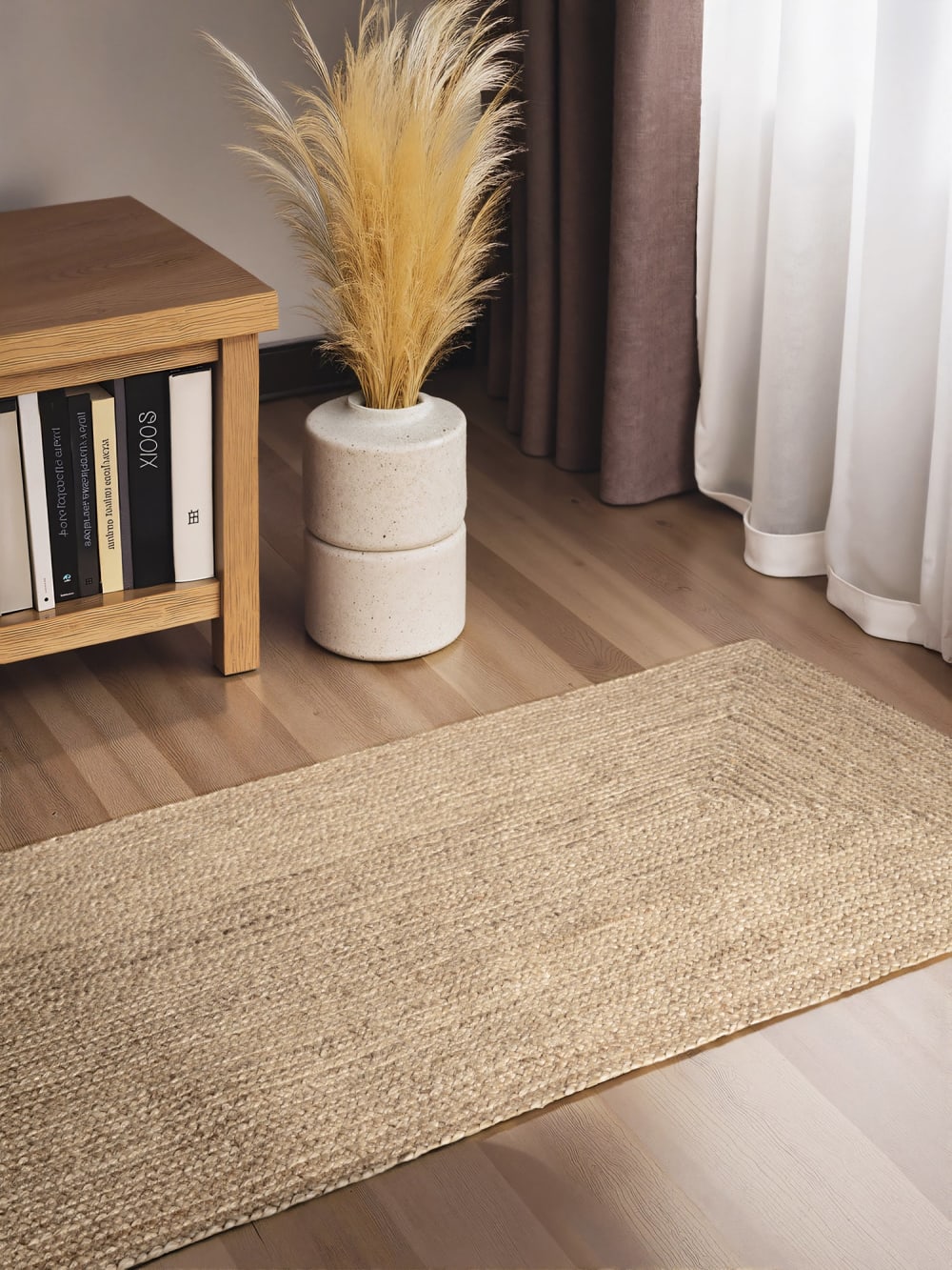 Tapis en jute fait main blanc naturel 80x200cm — vue 3