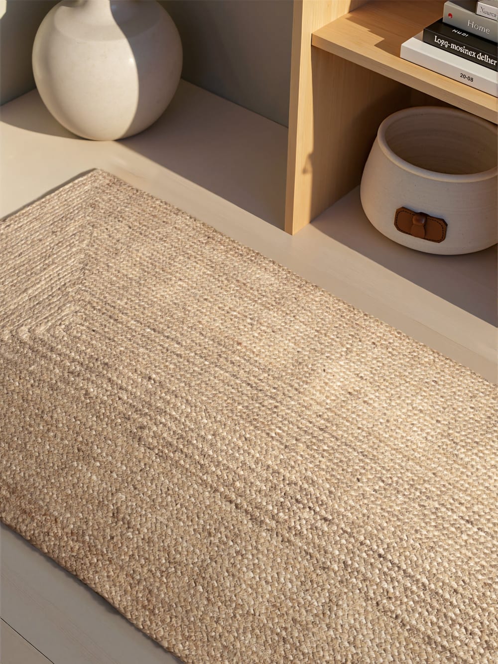 Tapis en jute fait main blanc naturel 80x200cm — vue 4