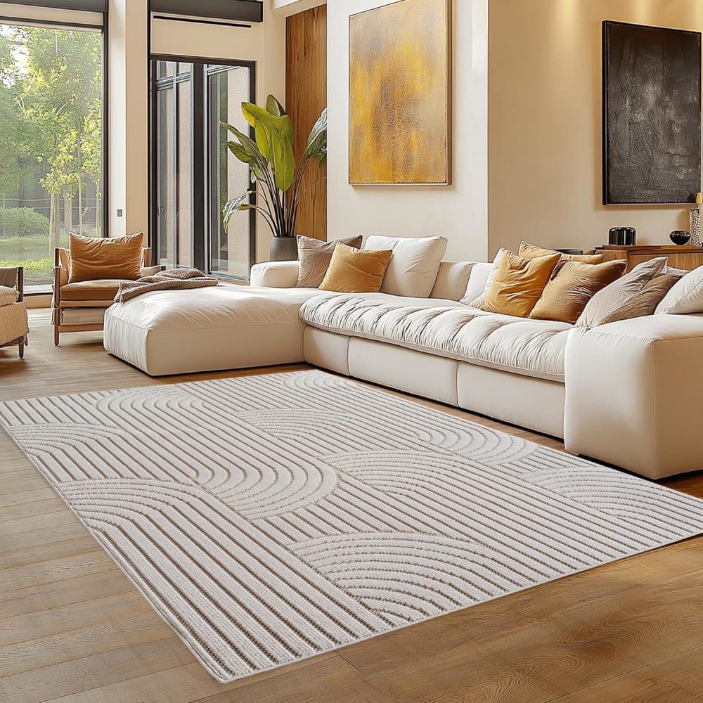 Tapis bouclés à relief arch crème 120x170cm — vue 3