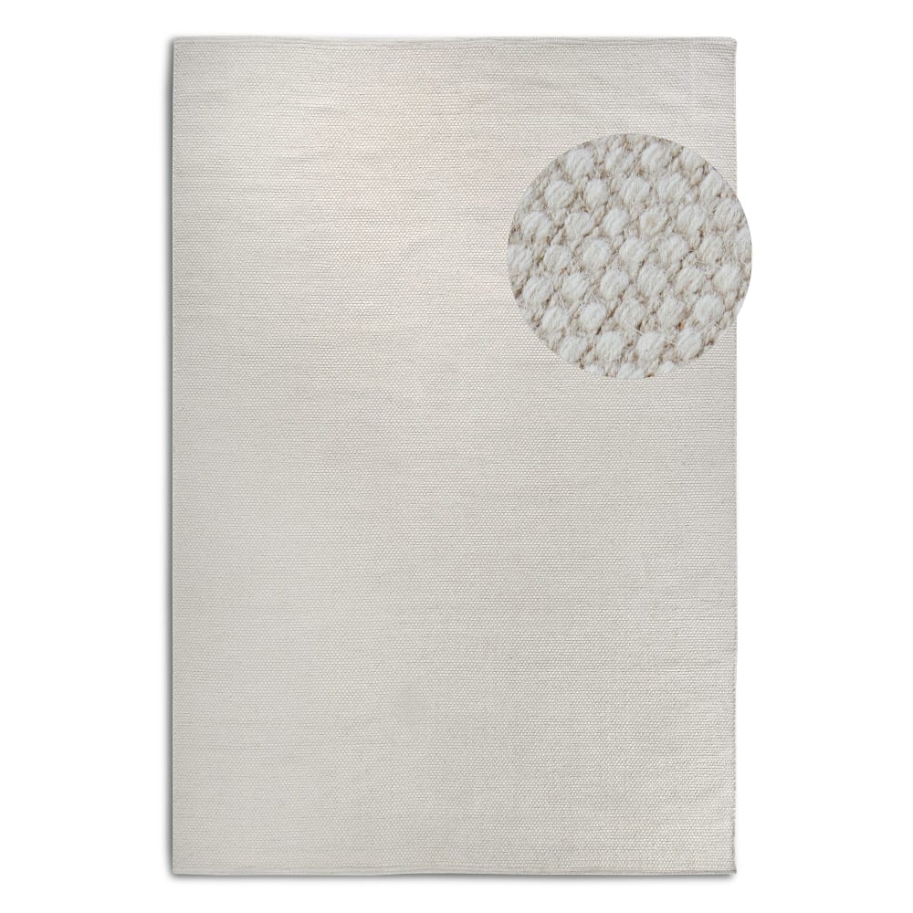 Tapis uni en laine blanc naturel - elle decoration 60x90cm