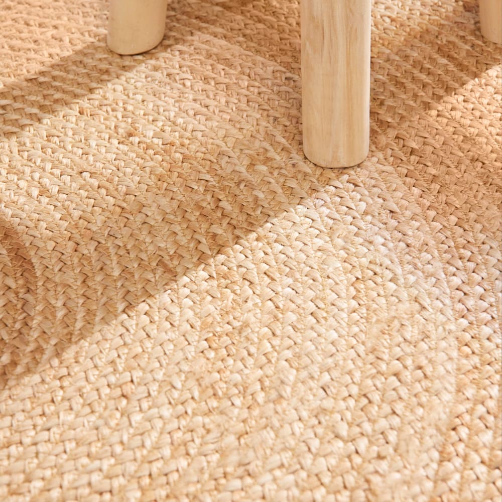 Tapis jute fait main bicolore ivoire et beige 200cm — vue 4