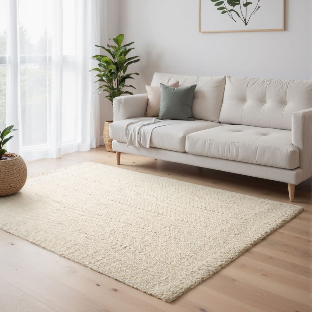 Tapis de laine fait main crème 80x200cm — vue 3