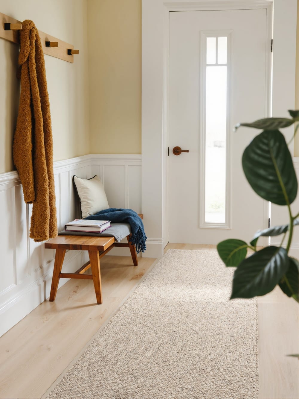Tapis bouclé aspect laine crème chiné 80x150cm — vue 4