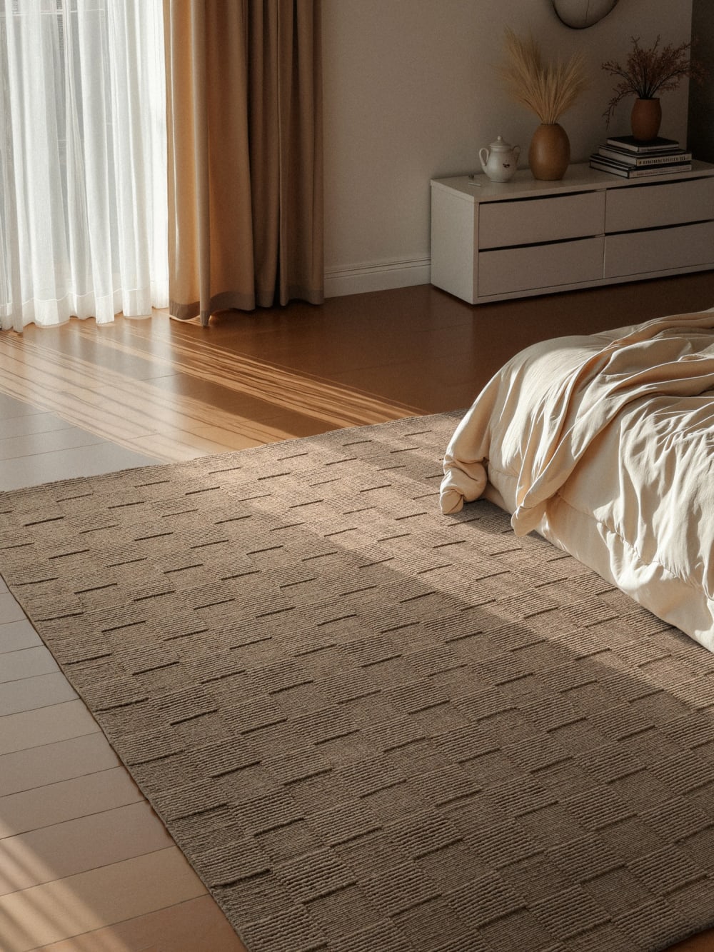Tapis en laine fait main marron 200x300cm — vue 3