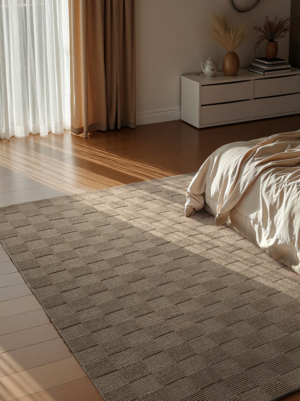 Tapis en laine fait main beige 120x170cm — vue 3