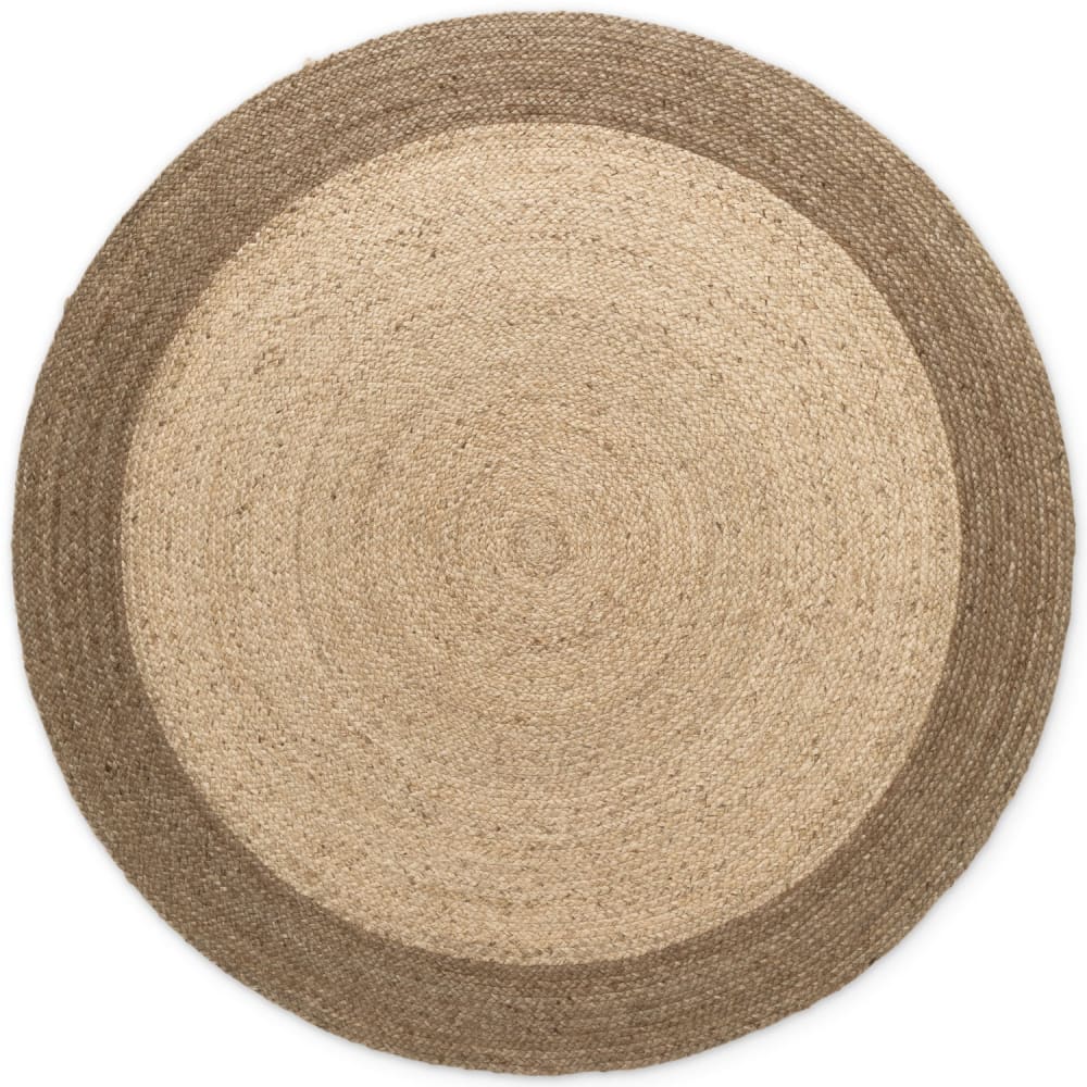 Tapis jute fait main bicolore ivoire et mocca 100cm