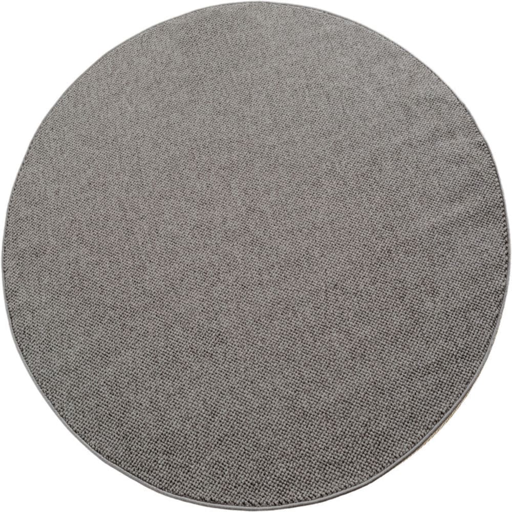 Tapis rond bouclés à relief uni gris 120x120cm