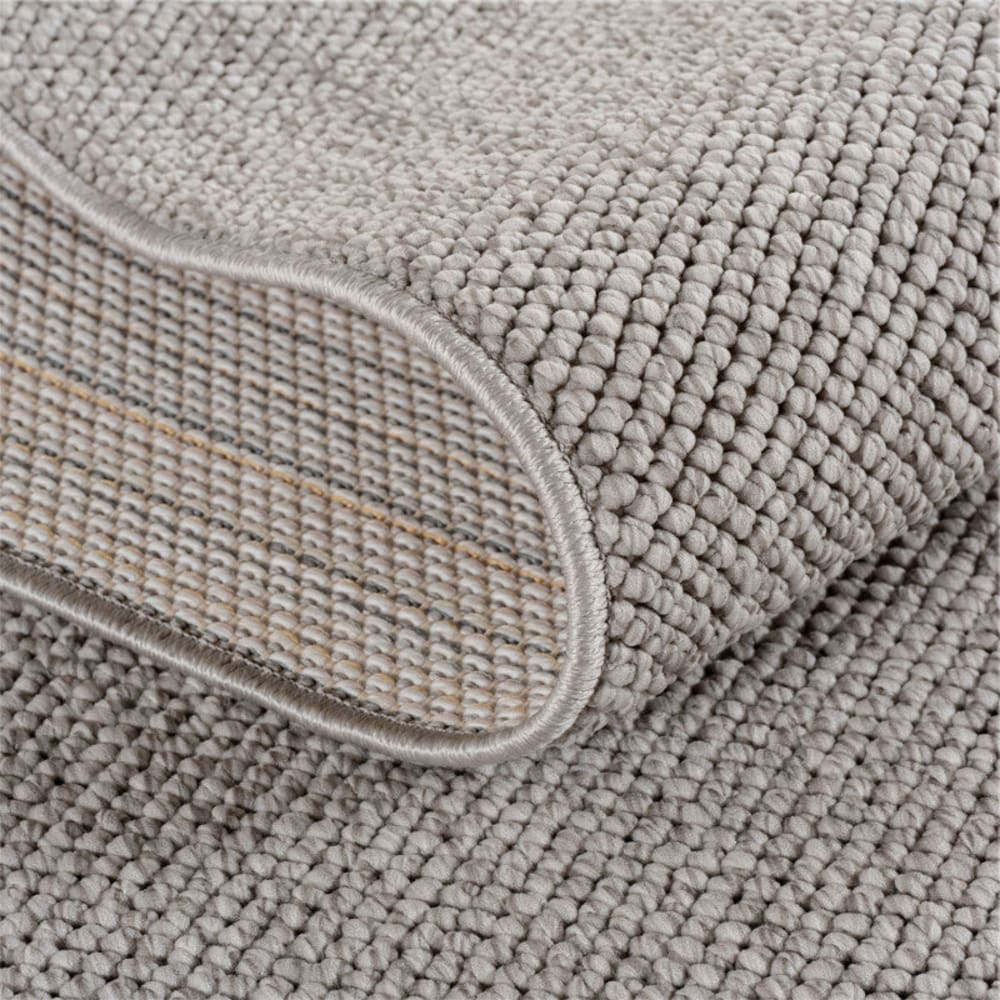Tapis rond bouclés à relief uni gris 120x120cm — vue 4