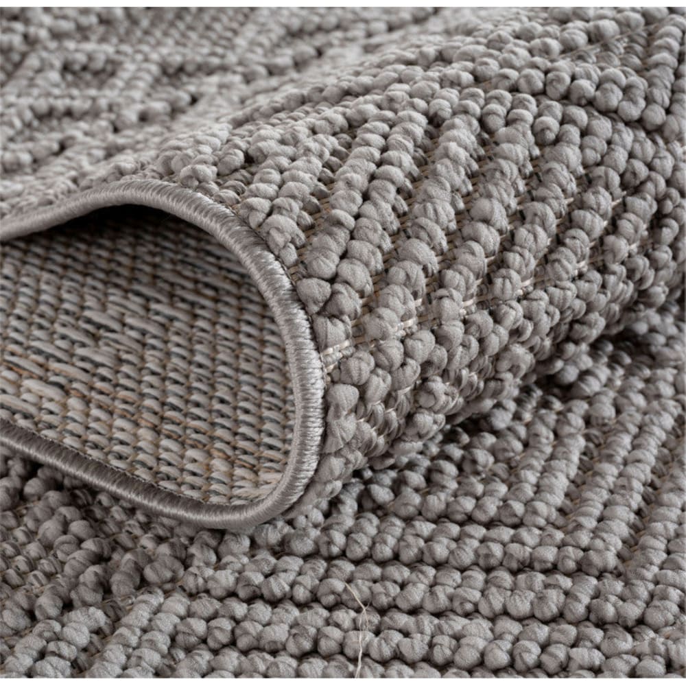 Tapis rond bouclés à relief ethnik gris 160x160cm — vue 4