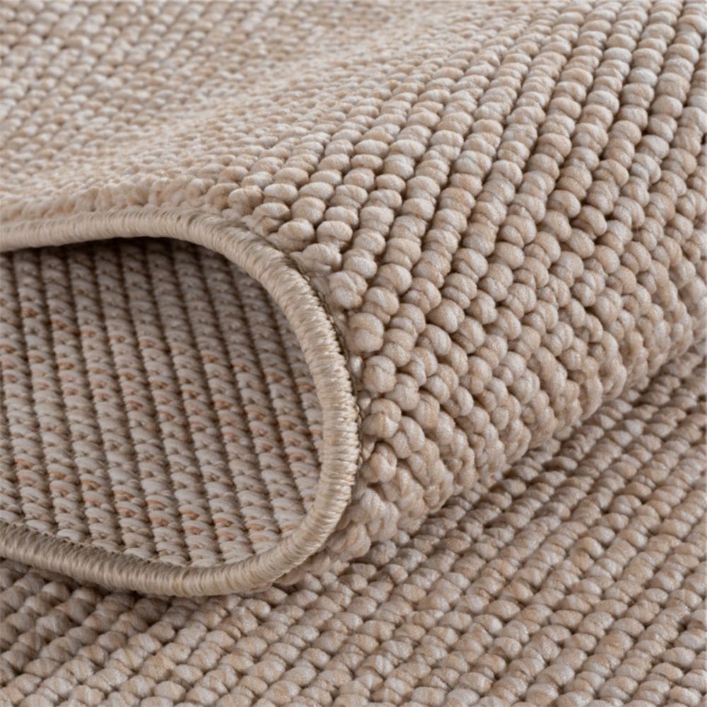 Tapis rond bouclés à relief uni beige 160x160cm — vue 4