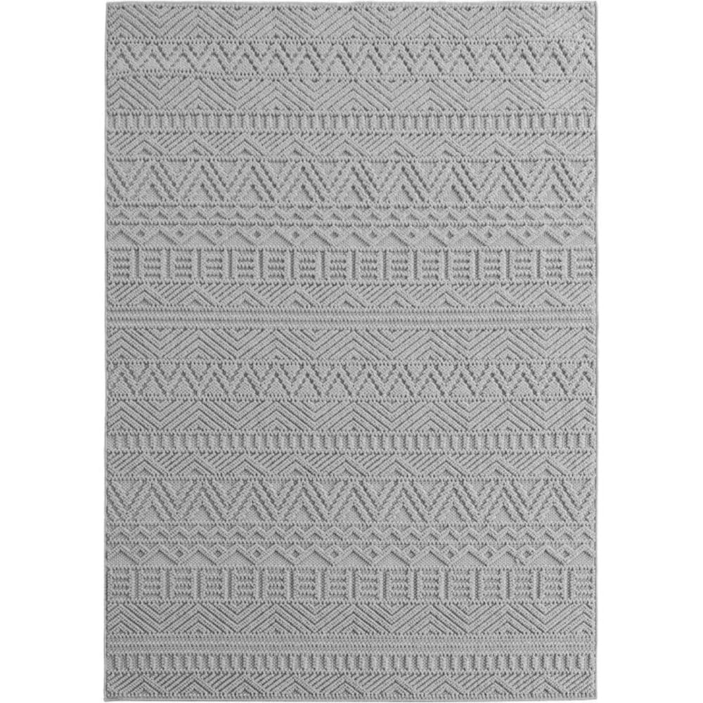 Tapis bouclés à relief ethnik gris 80x150cm