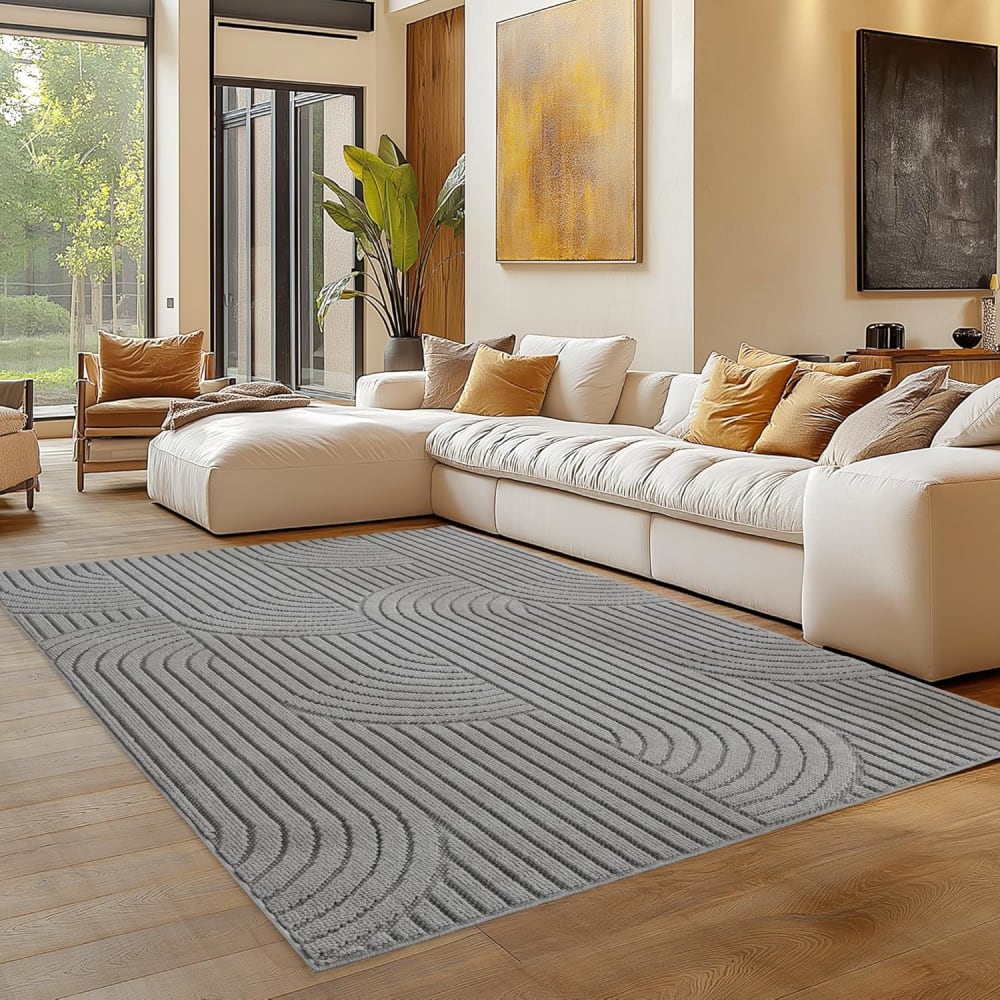 Tapis bouclés à relief arch gris 280x370cm — vue 3