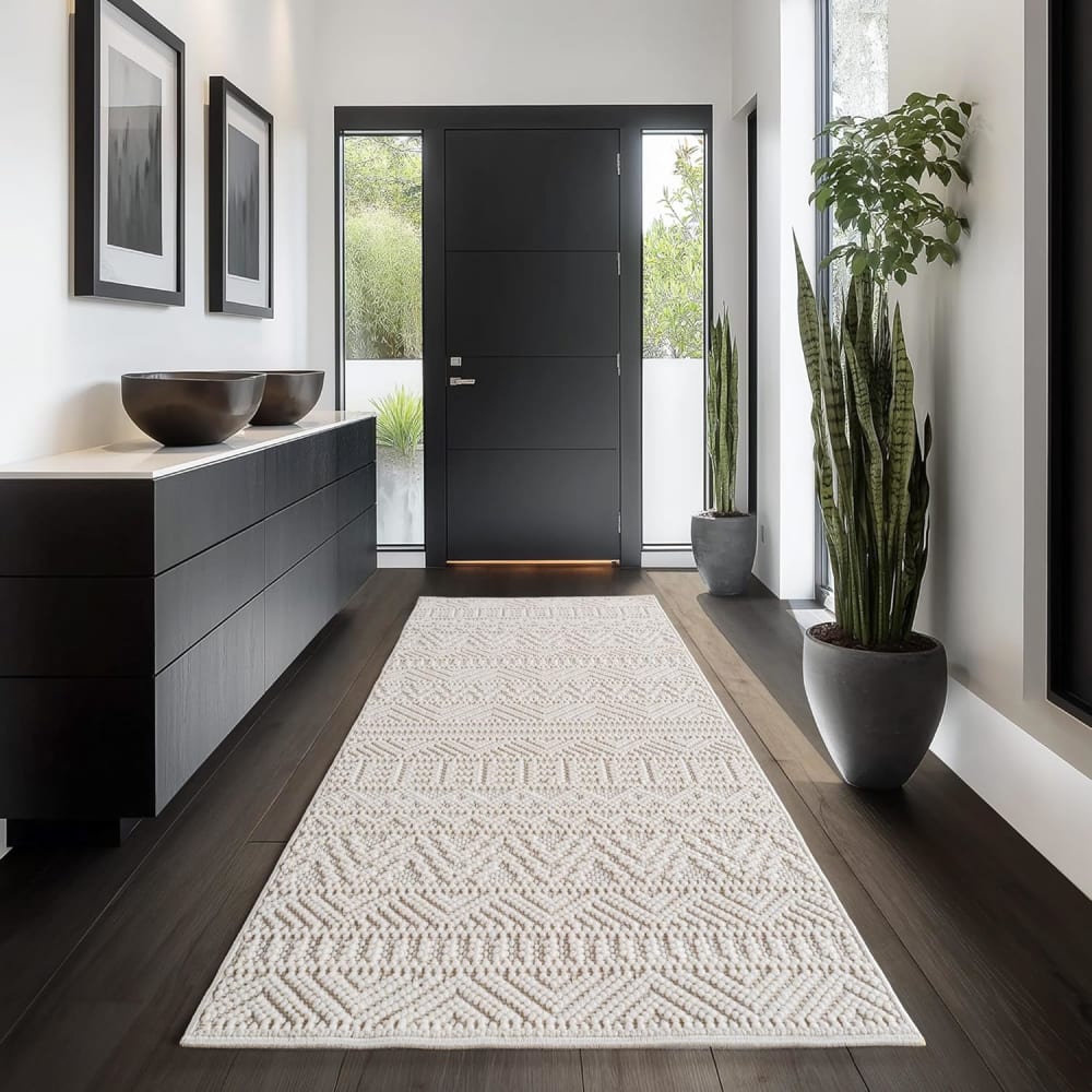 Tapis bouclés à relief ethnik crème 60x110cm — vue 4
