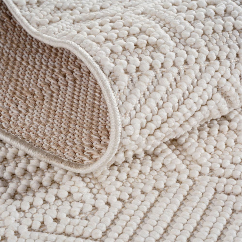 Tapis rond bouclés à relief ethnik crème 160x160cm — vue 4