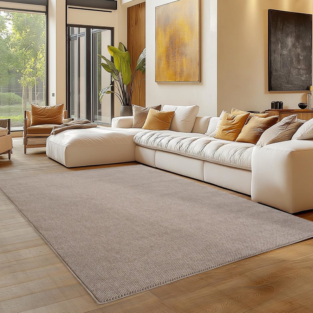 Tapis bouclés à relief uni beige 280x370cm — vue 3
