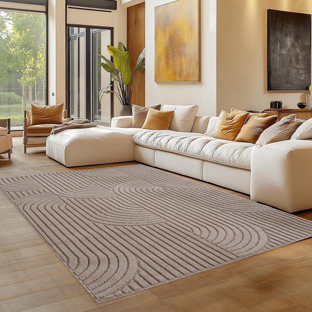 Tapis bouclés à relief arch beige 280x370cm — vue 3