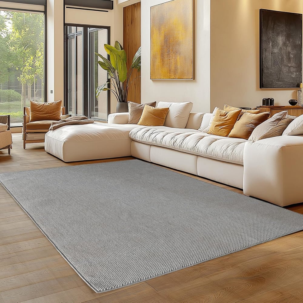 Tapis bouclés à relief uni gris 80x250cm — vue 3