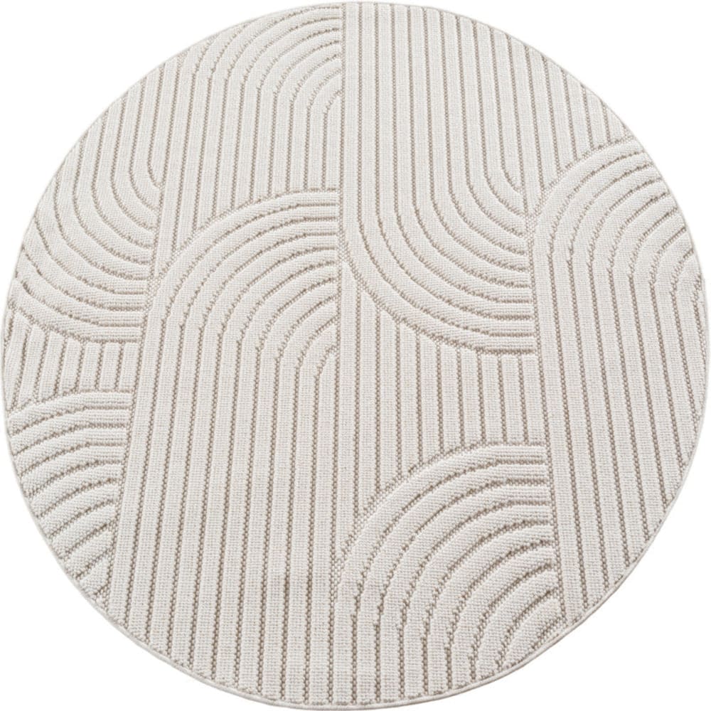 Tapis Rond bouclés à relief ARCH Crème 160x160cm