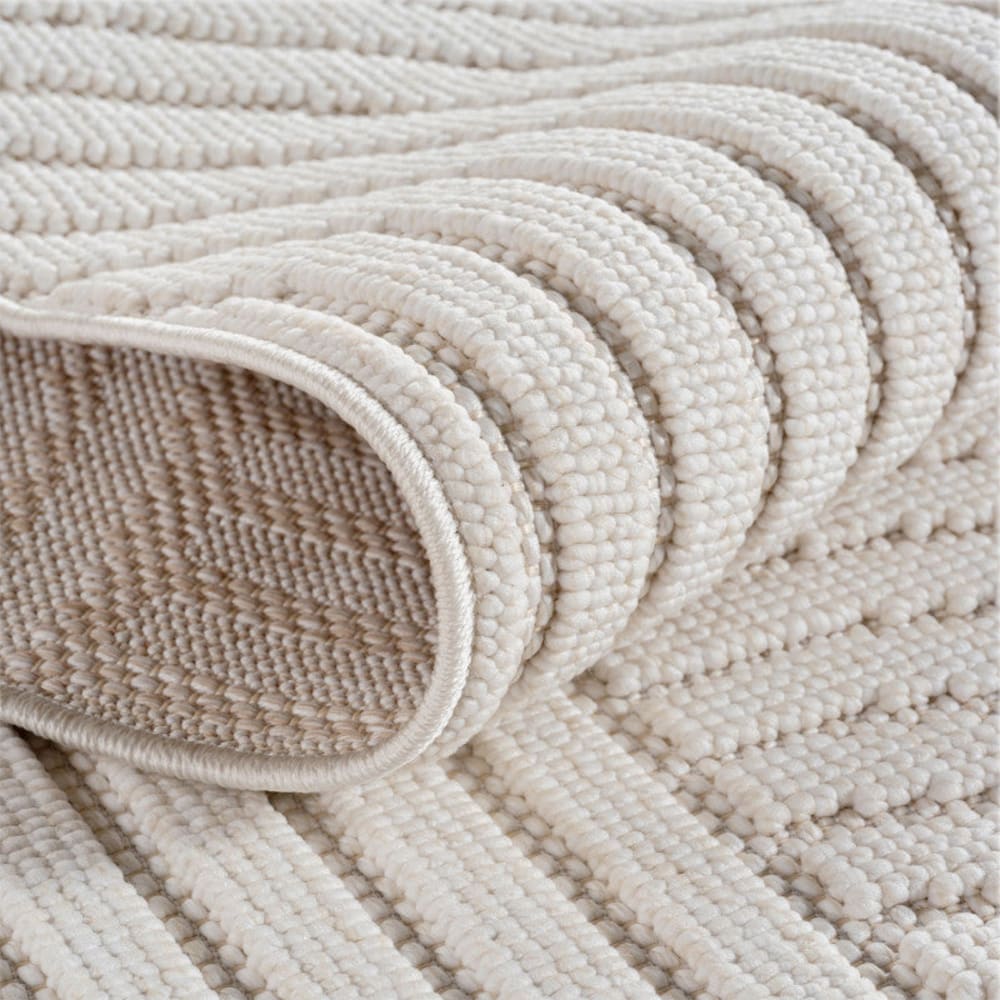 Tapis rond bouclés à relief arch crème 160x160cm — vue 4