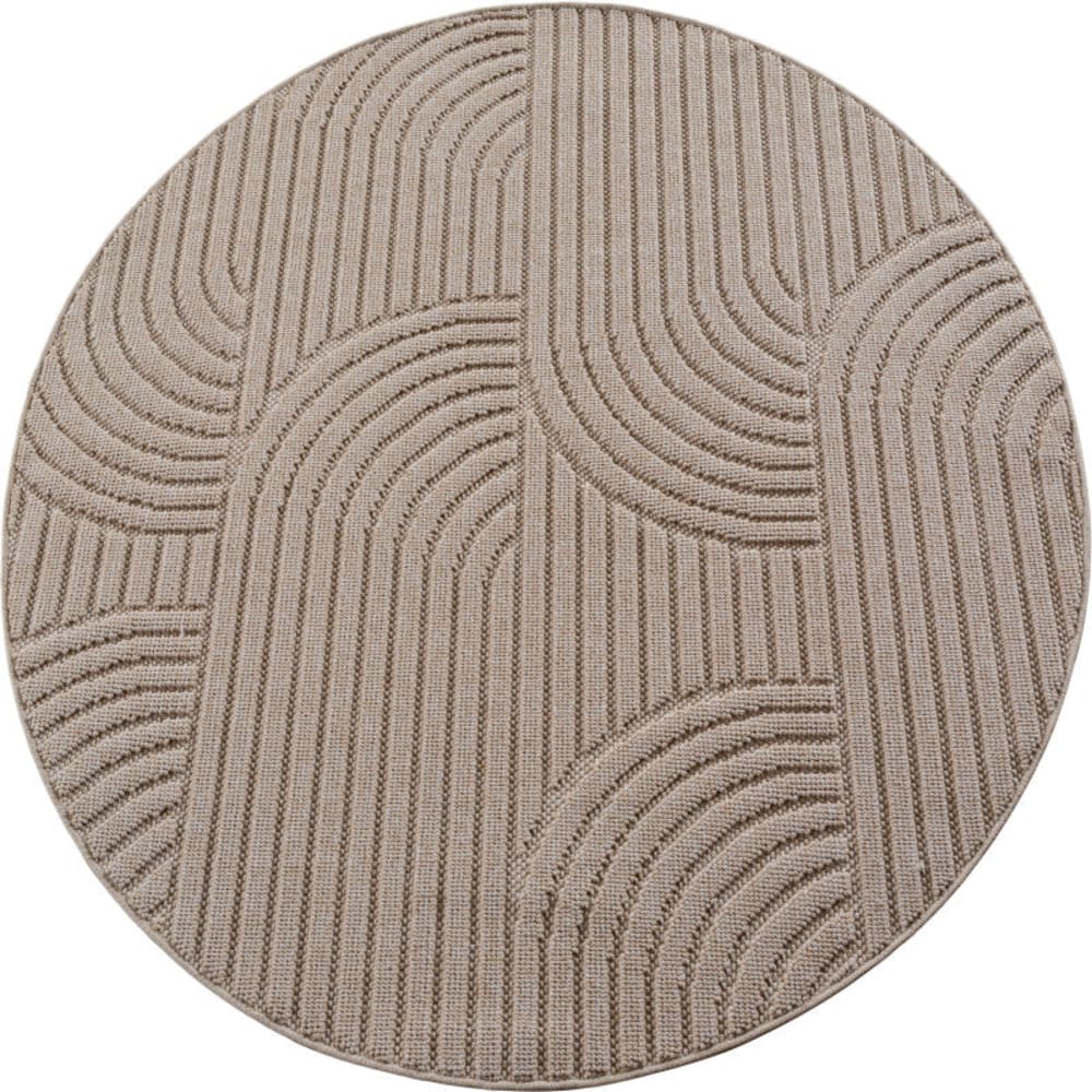 Tapis rond bouclés à relief arch beige 80x80cm