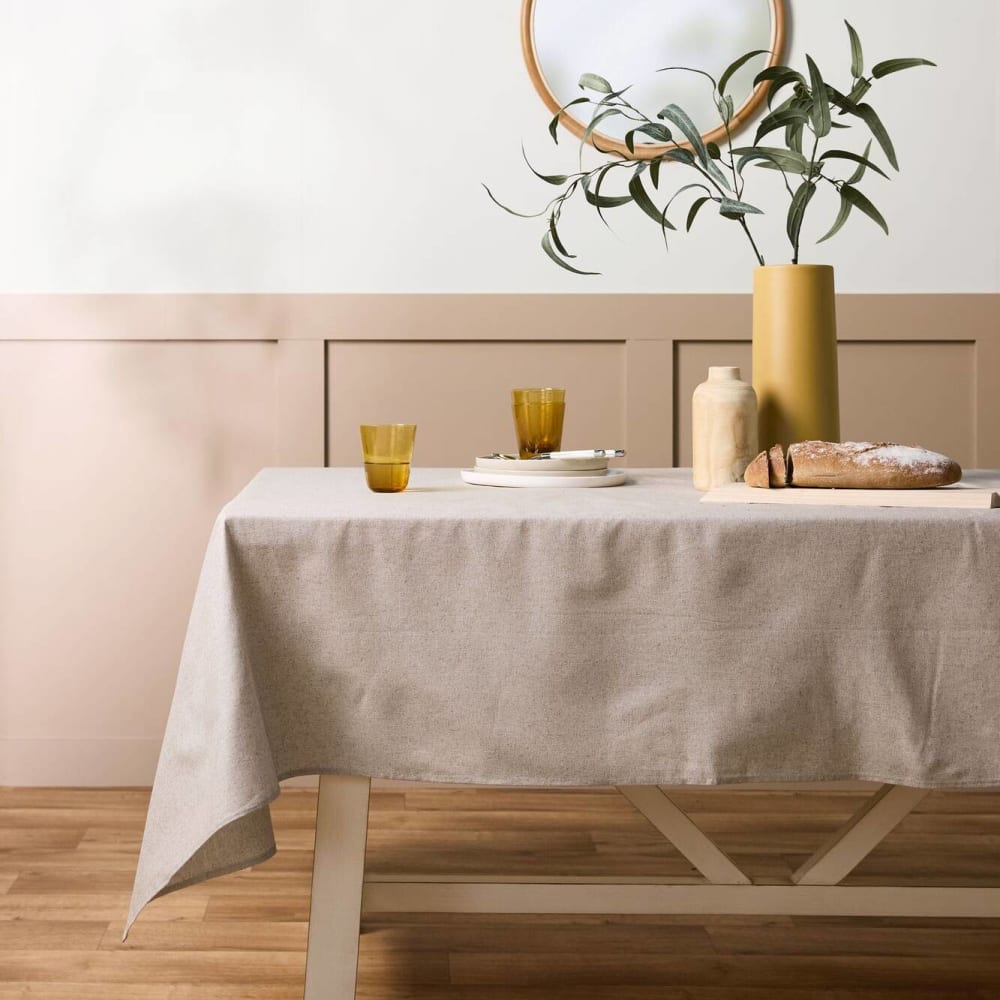 Nappe enduite en coton et en lin moka clair 160 x 250 cm