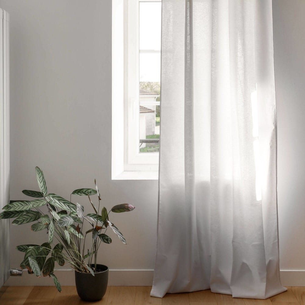 Rideau en coton et en polyester recyclé 135 x 250 cm blanc