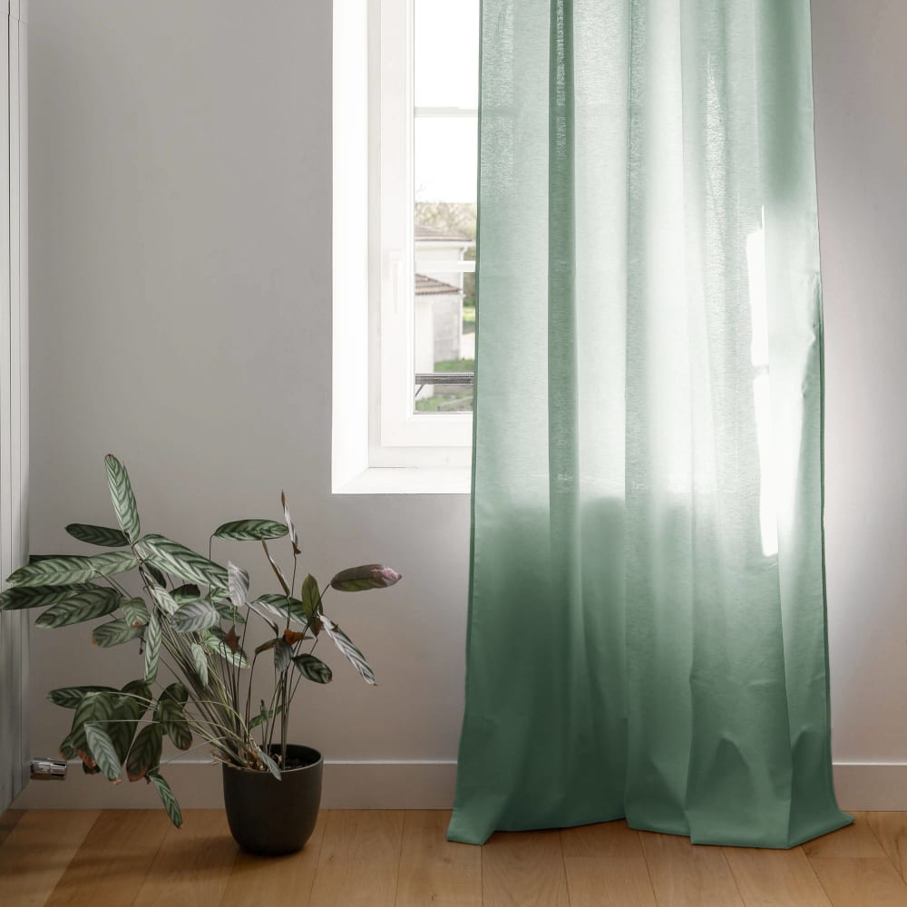 Rideau en coton et en polyester recyclé 135 x 250 cm vert eau