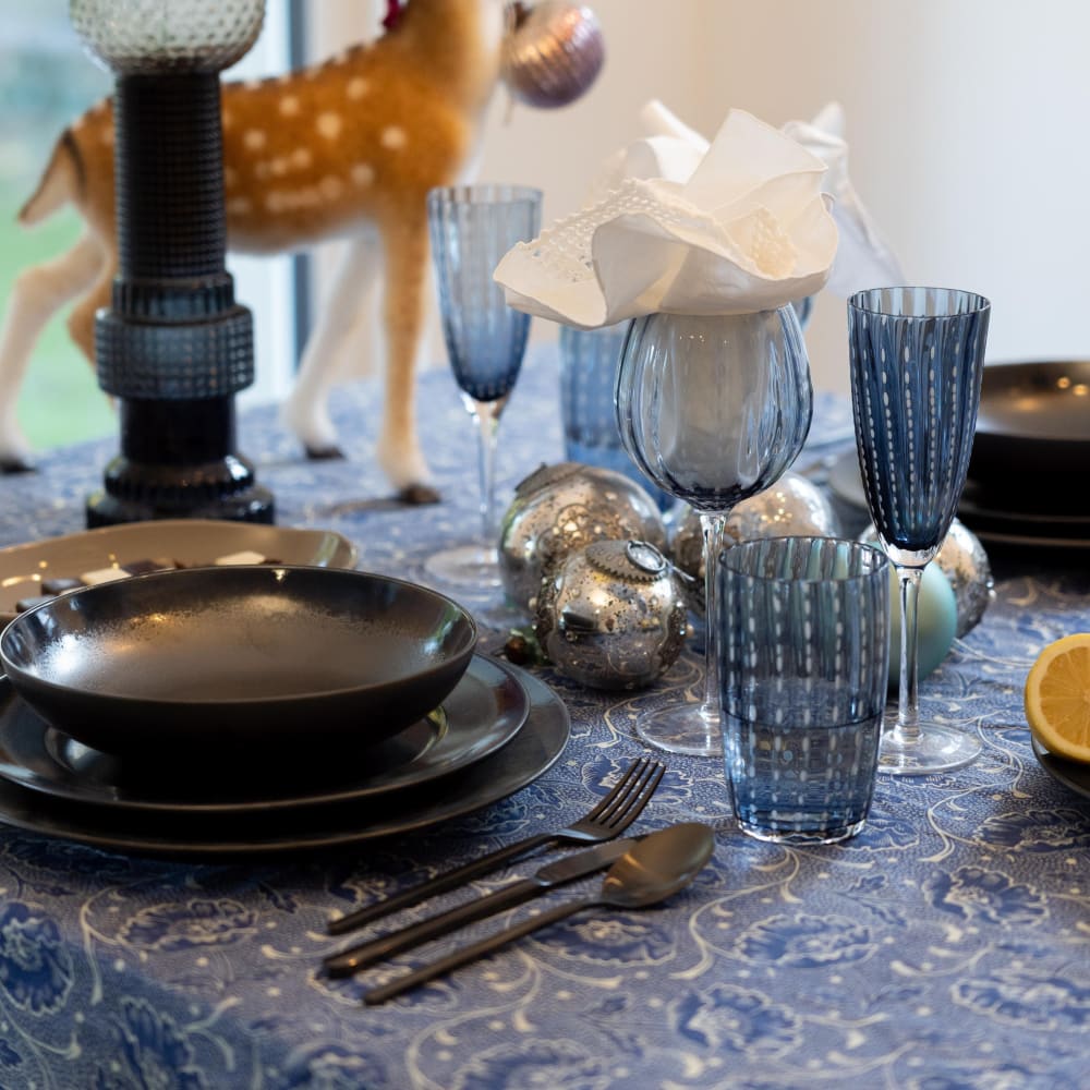 Lot de 6 - Flûte à champagne en verre bleu