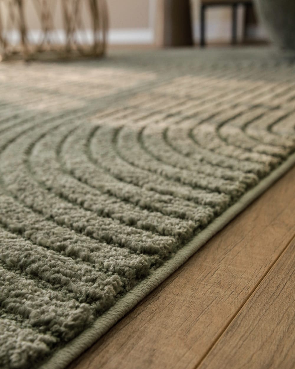 Tapis à relief vert olive design 140x200 cm — vue 4