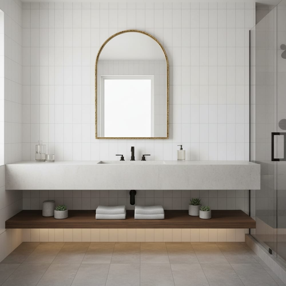 Miroir de Salle de Bain Rétro Maquillage Design Vintage, 61x91cm