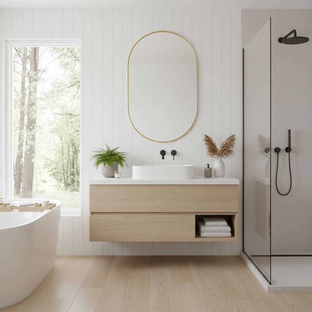 Ovaler Spiegelschrank mit Metallrahmen, 52x85 cm - Maisons Du