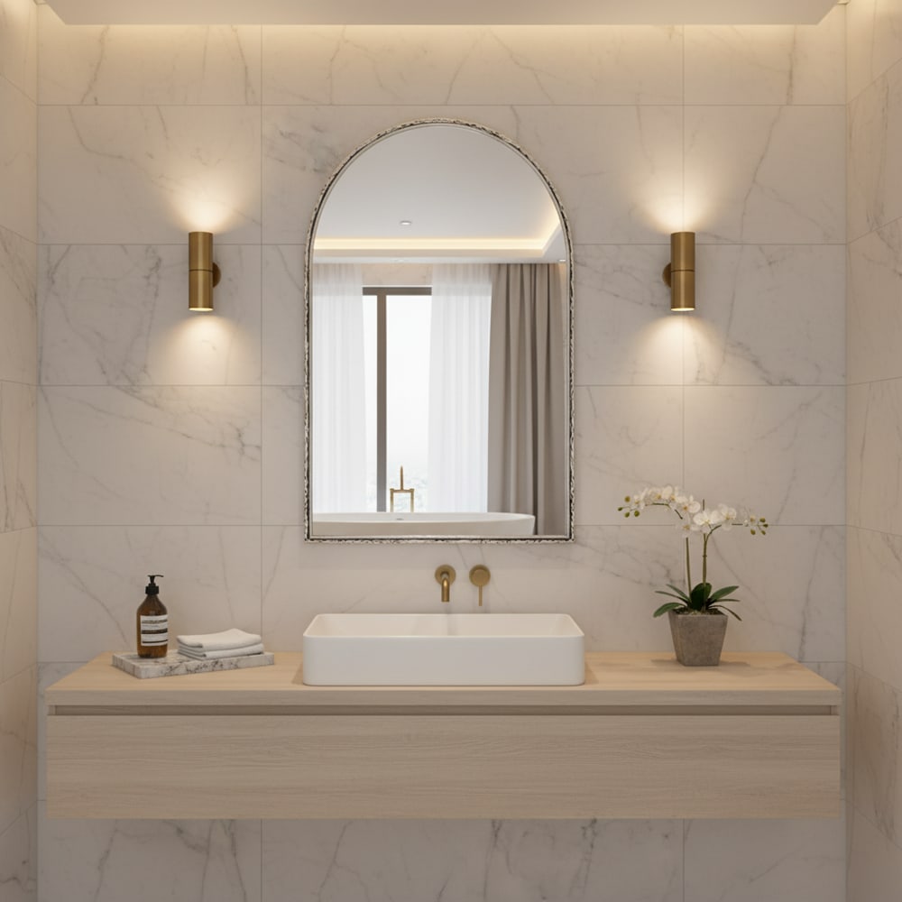 Miroir de Salle de Bain Rétro Maquillage Design Vintage, 61x91cm